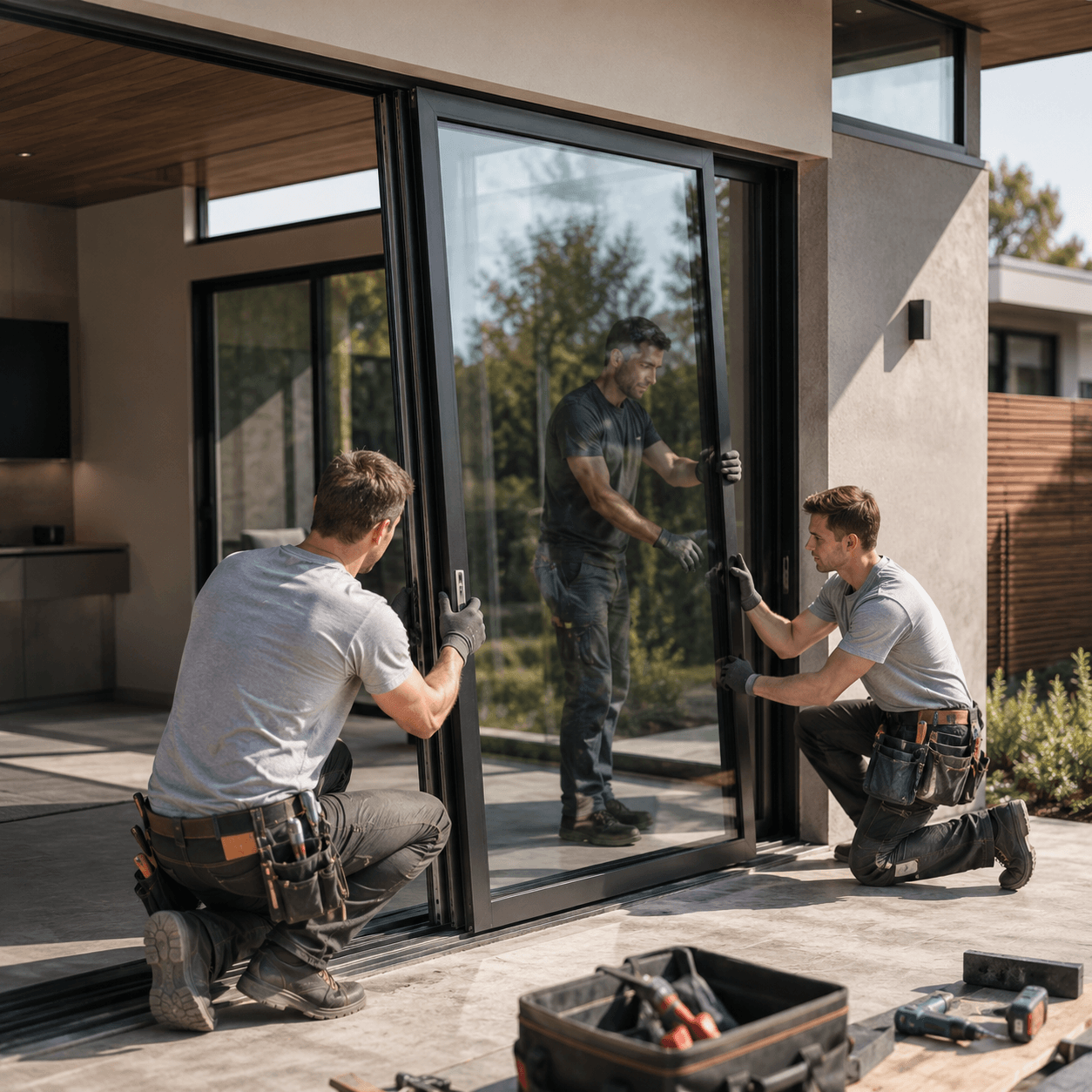 Delivering and installing finished glazing on a building site